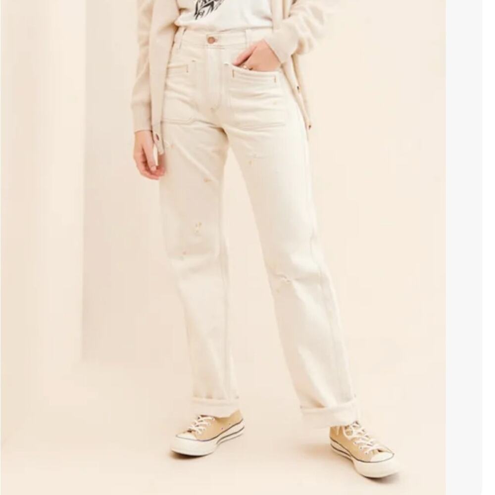 Free People Go Easy Womens Denim Distressed Bootcut Jeans